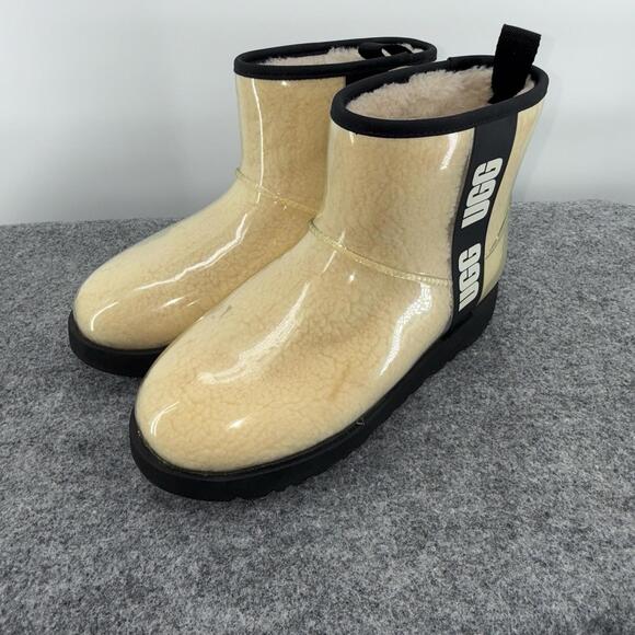 UGG Classic Clear Mini Women's Boots Size 9 Natural Black Sheepskin - Picture 1 of 8